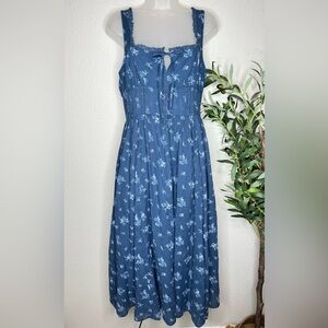 American Eagle Outfitters Blue Floral Maxi Dress size Medium Boho Cottage NWT